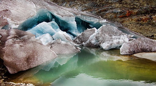 שברי קרחון על פני מים