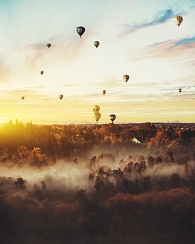 Air balloon | יער טבע שקיעה אירופה כדור פורח כדורים פורחים