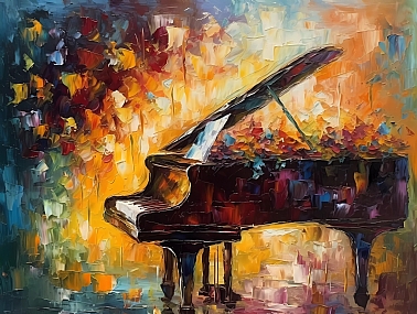 פסנתר צבעוני פרחוני