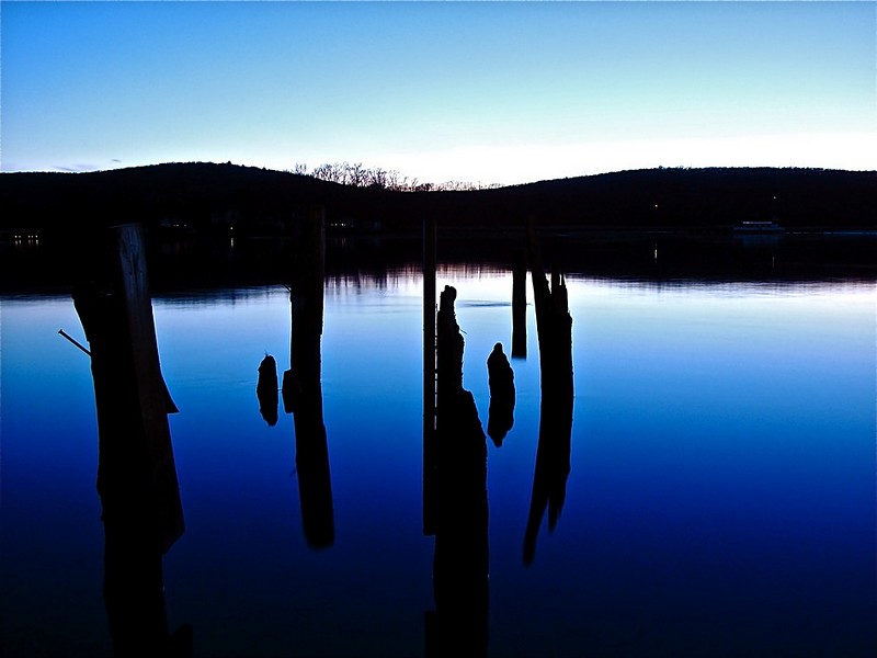 Blue night in the lake