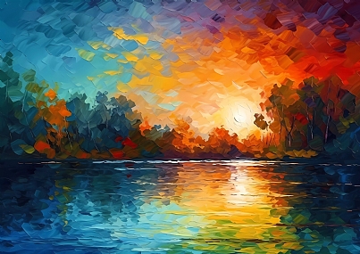 שקיעה כתומה על האגם